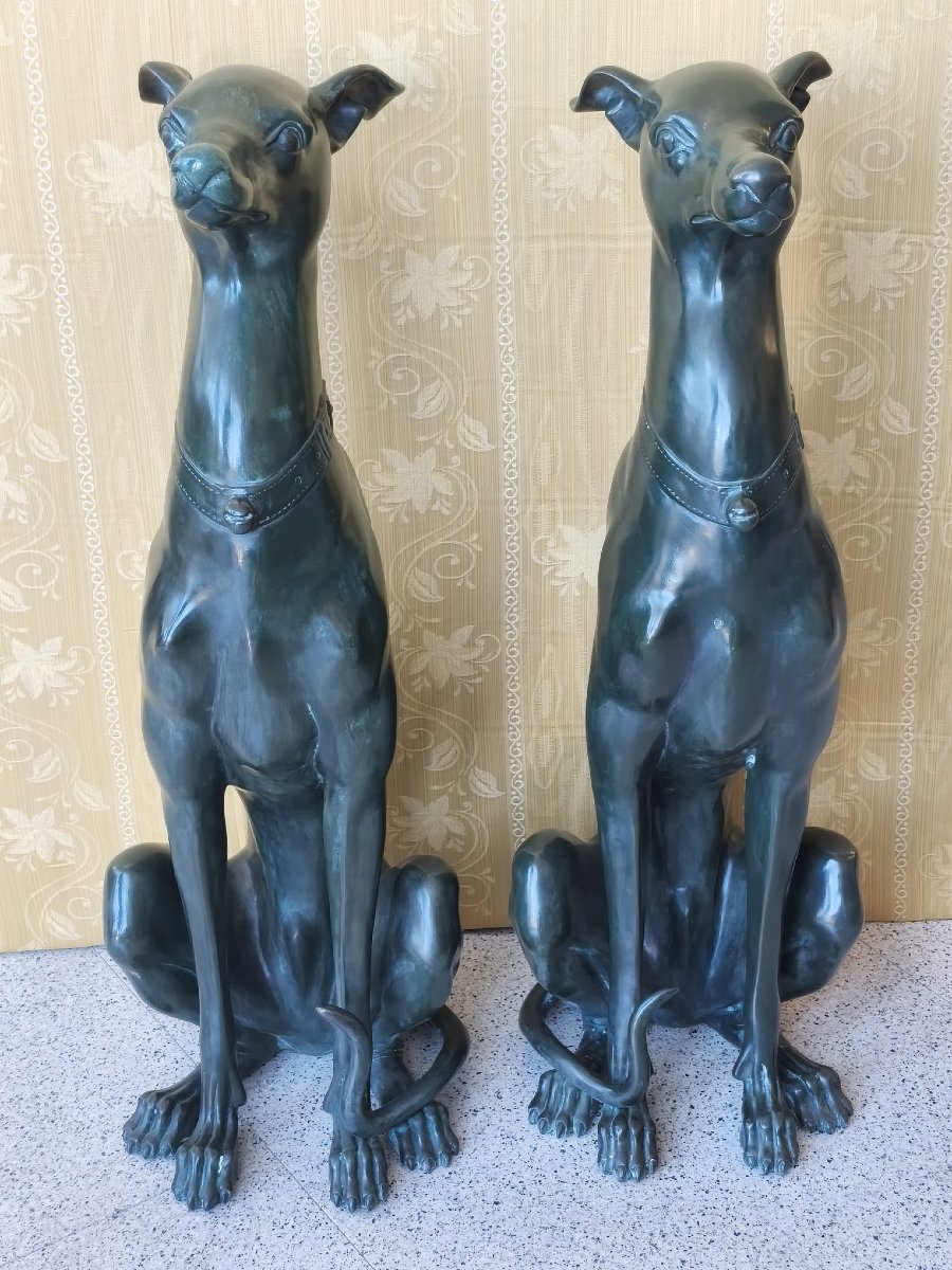 Sculture in bronzo ( coppia di cani levrieri)-photo-3