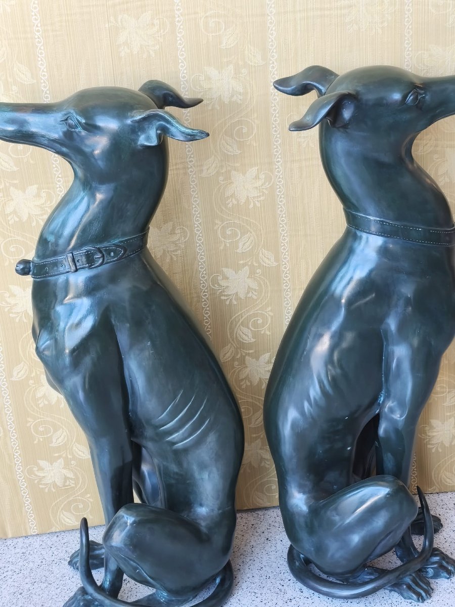 Sculture in bronzo ( coppia di cani levrieri)-photo-1
