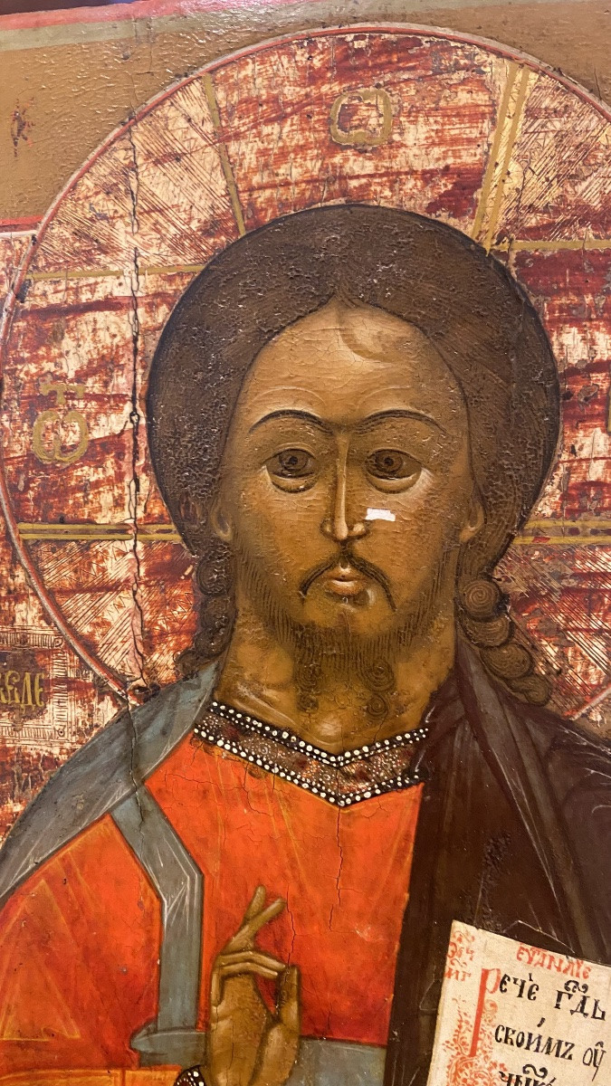 Icona russa del XIX secolo,  raffigurante “ Cristo Pantocratore”-photo-3