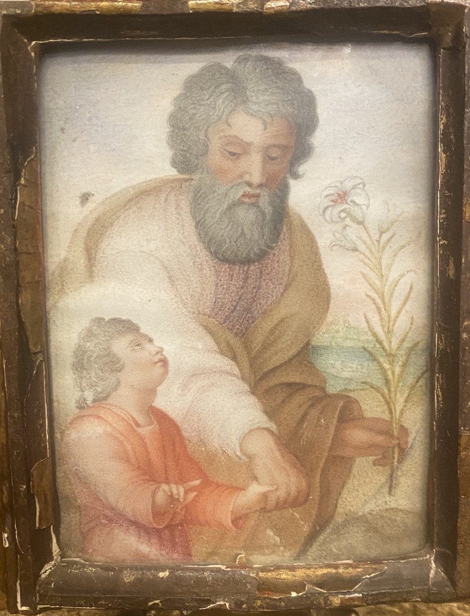 Interessante dipinto raffigurante San Giuseppe con Bambino Gesù, del XVII -photo-2