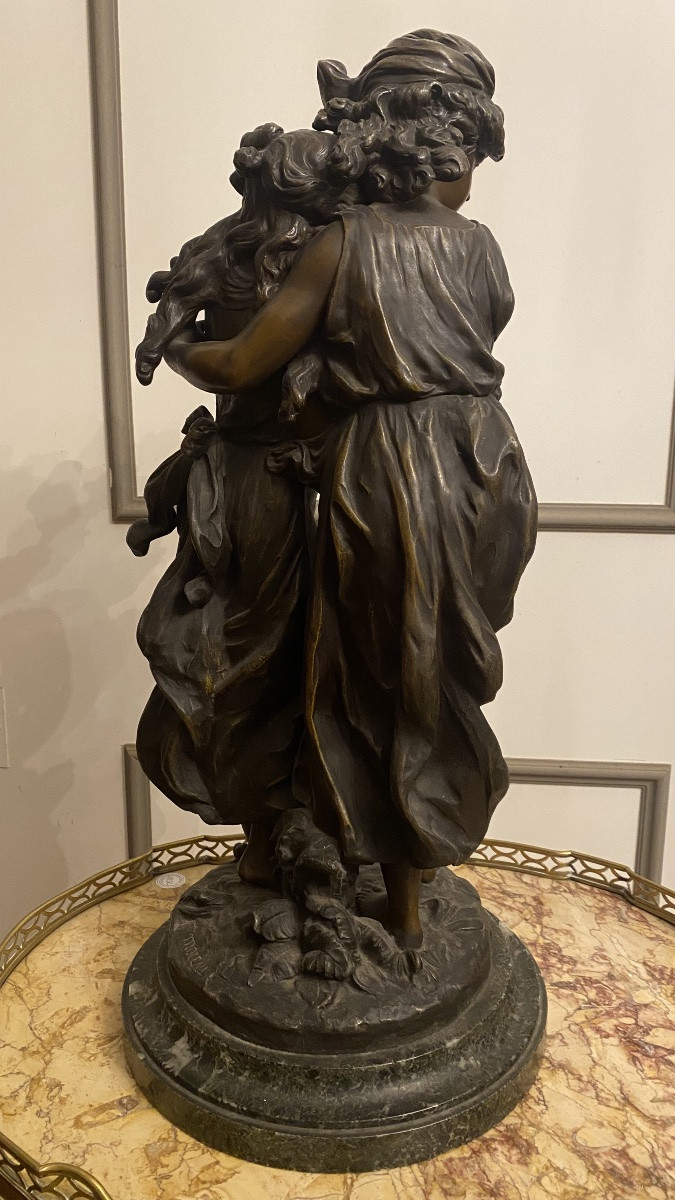 Scultura in antimonio firmata, MOREAU MATHURIN Dijon 18 novembre 1822 Paris 14 février 1912 -photo-2