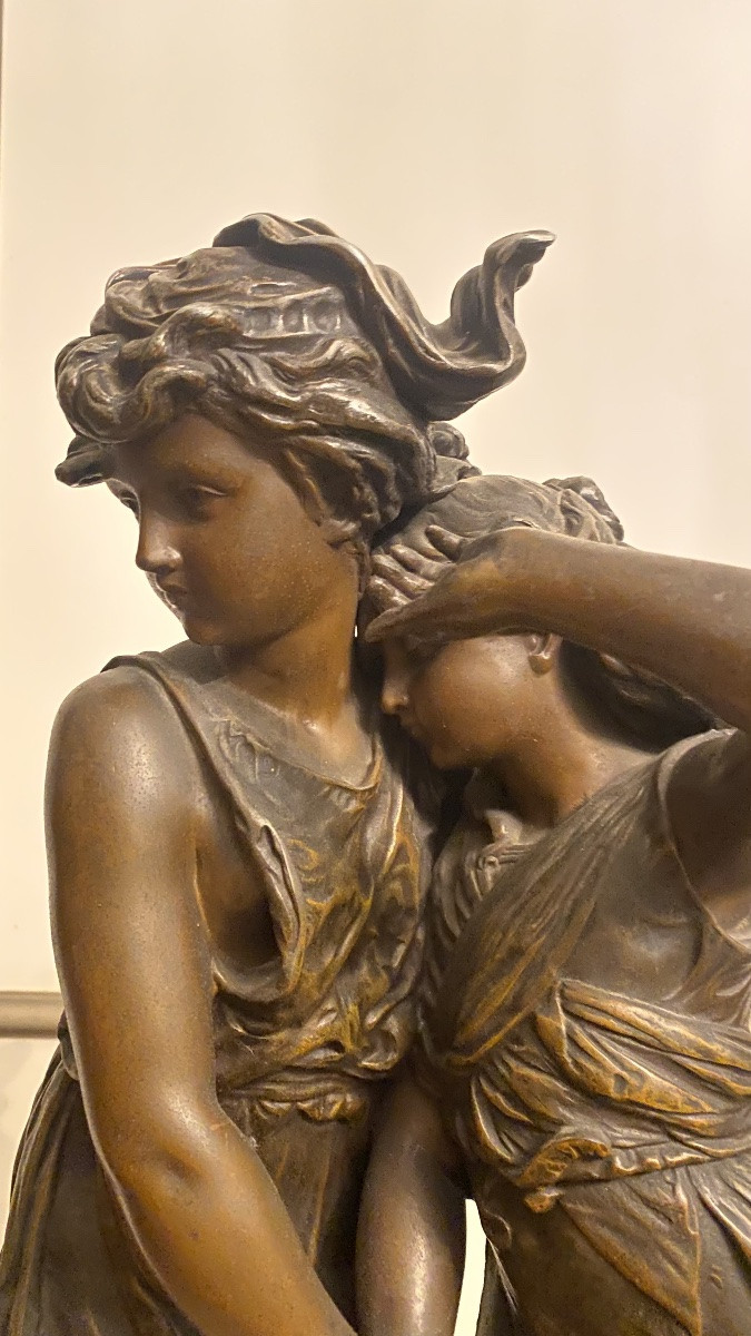 Scultura in antimonio firmata, MOREAU MATHURIN Dijon 18 novembre 1822 Paris 14 février 1912 -photo-4