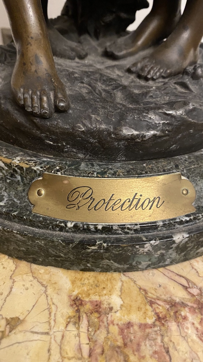 Scultura in antimonio firmata, MOREAU MATHURIN Dijon 18 novembre 1822 Paris 14 février 1912 -photo-1