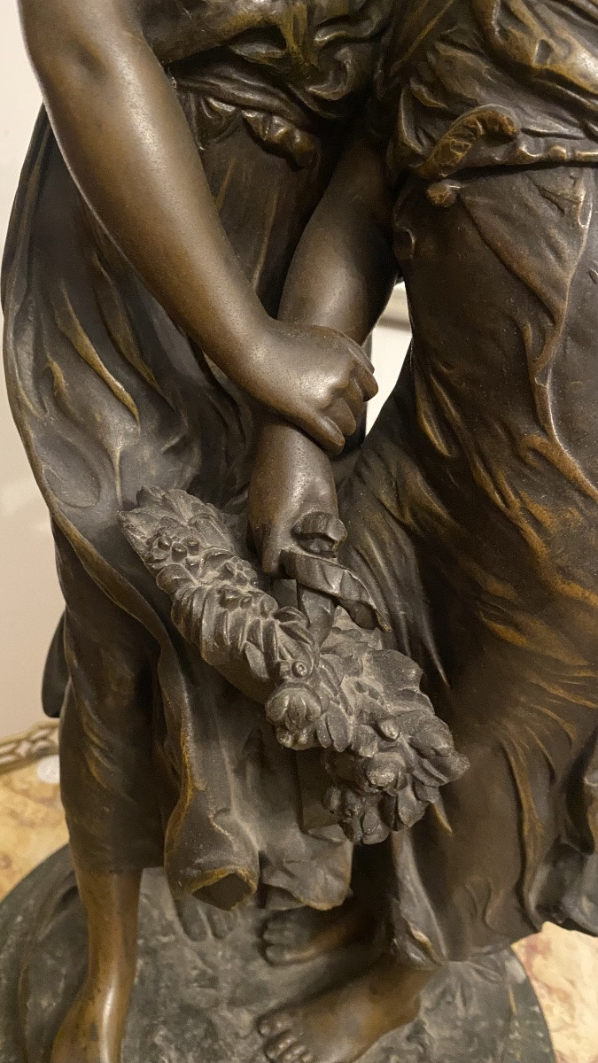 Scultura in antimonio firmata, MOREAU MATHURIN Dijon 18 novembre 1822 Paris 14 février 1912 -photo-4