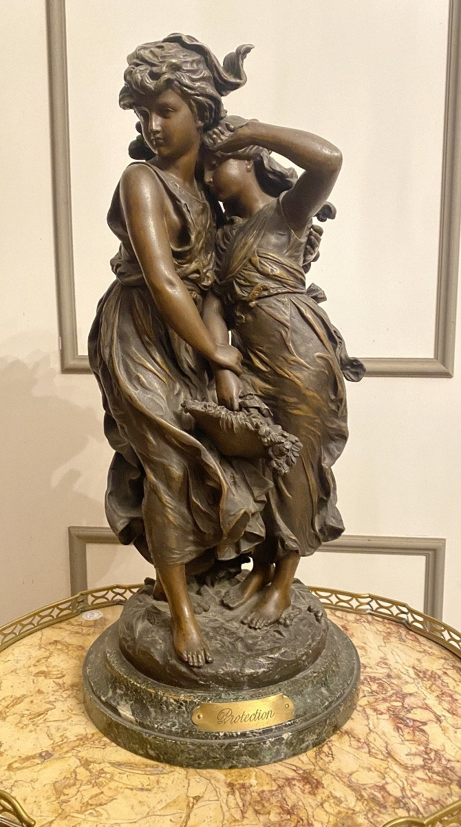 Scultura in antimonio firmata, MOREAU MATHURIN Dijon 18 novembre 1822 Paris 14 février 1912 