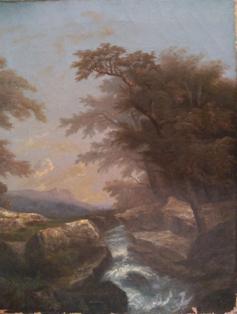 Peinture à l'huile ancienne sur toile signée "Tepping"-photo-3