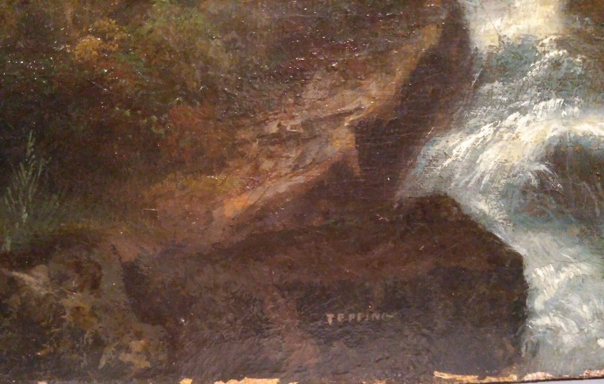 Peinture à l'huile ancienne sur toile signée "Tepping"-photo-4