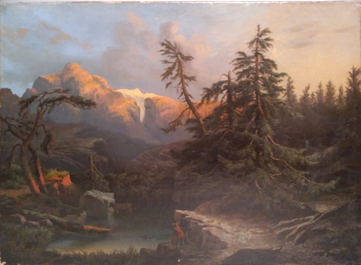 Paysage alpin avec de la neige, huile sur toile, signé "Tepping"