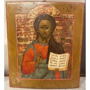 Icona russa del XIX secolo,  raffigurante “ Cristo Pantocratore”