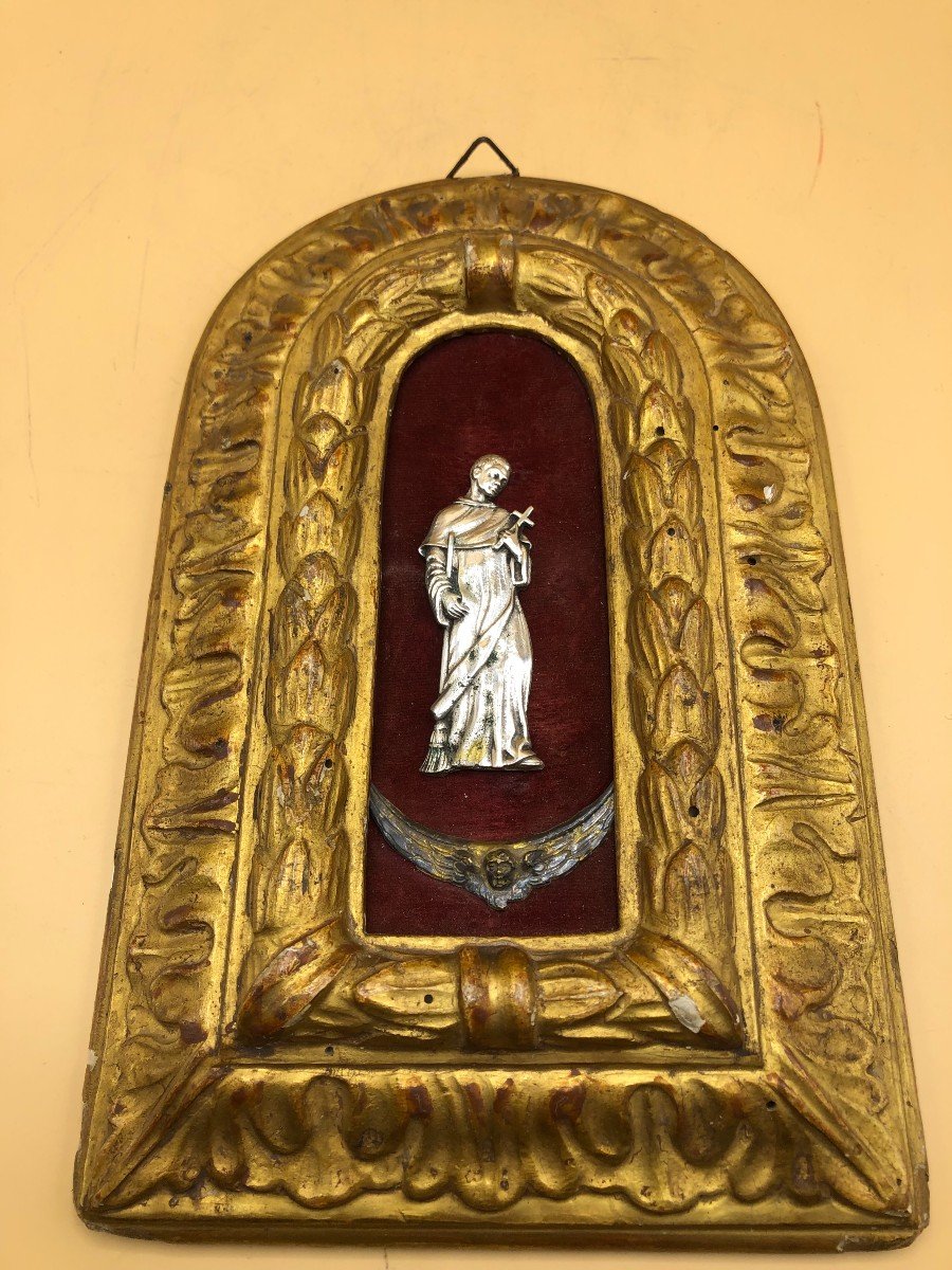 CORNICE  CON ALL'INTERNO POSTA LA FIGURA IN ARGENTO SAN MARTINO DE PORRES