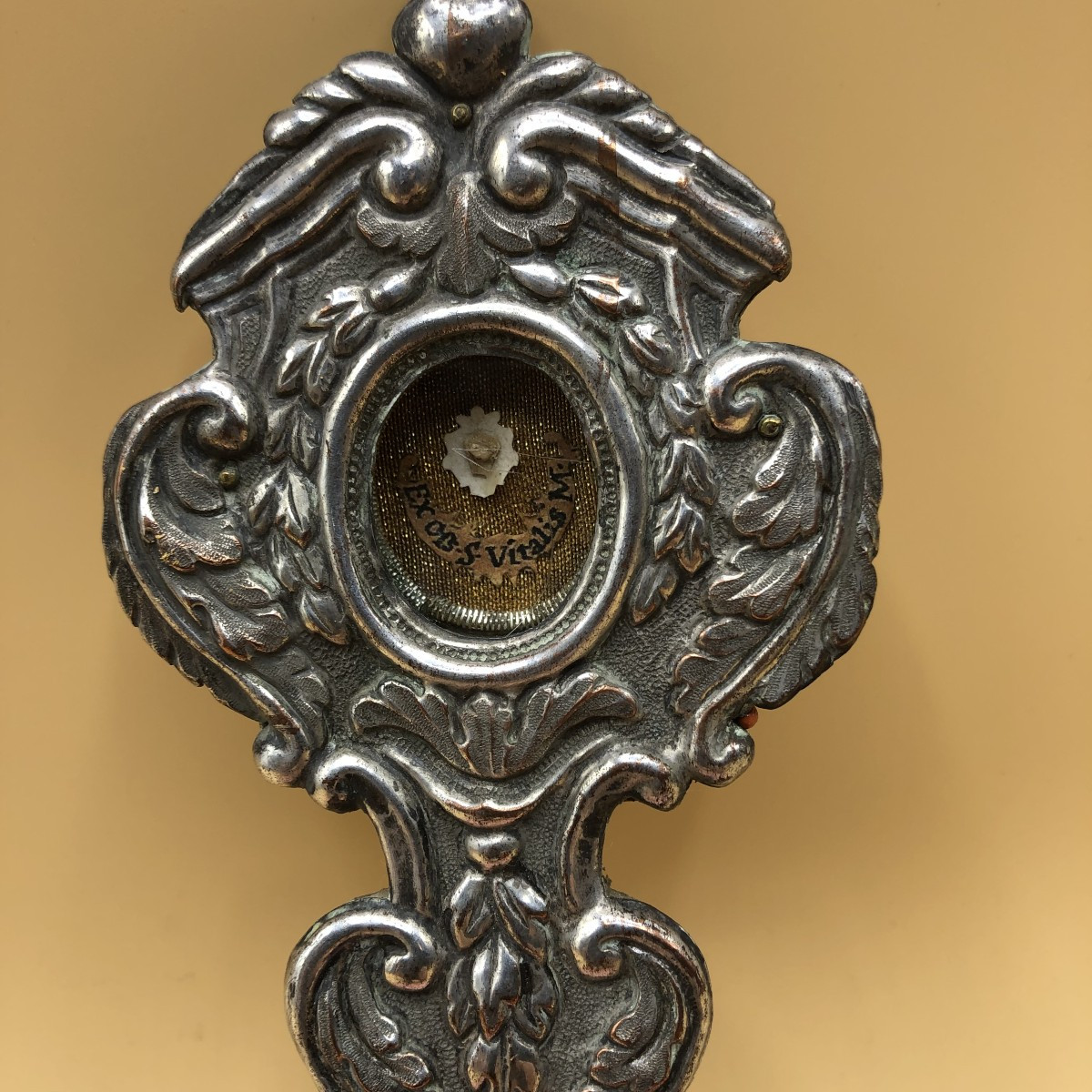 RELIQUIARIO DI SAN VITALE MARTIRE OGGETTO DEL SEC. XVIII° IN METALLO ARGENTATO-photo-2