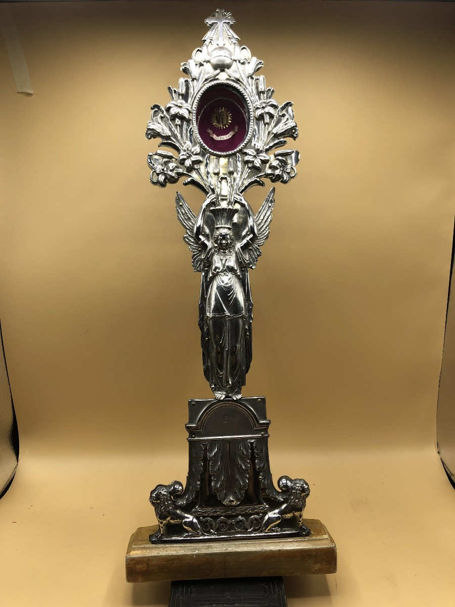 RELIQUIARIO IN ARGENTO MASSICCIO DI SAN ROCCO OGGETTO DEL PERIODO IMPERO 