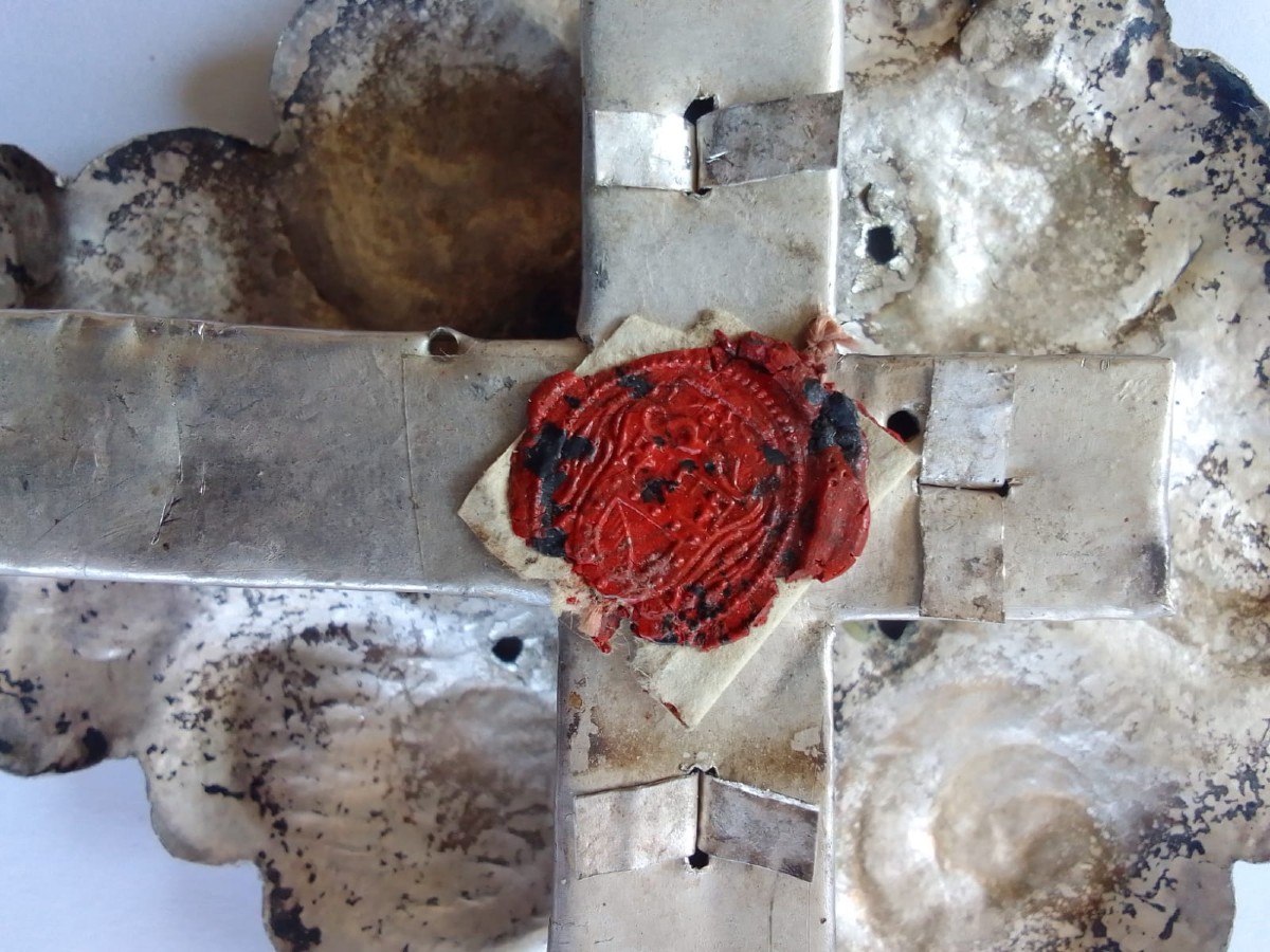 RELIQUIARIO DELLA SANTA CROCE IN ARGENTO SBALZATO-photo-8