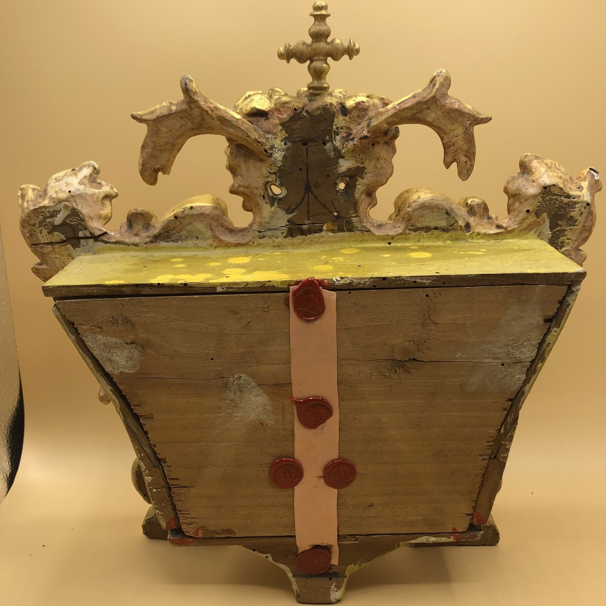 Reliquiario di S.Antonio Abate sec.XVIII° bellissimo oggetto in legno intagliato e dorato -photo-3