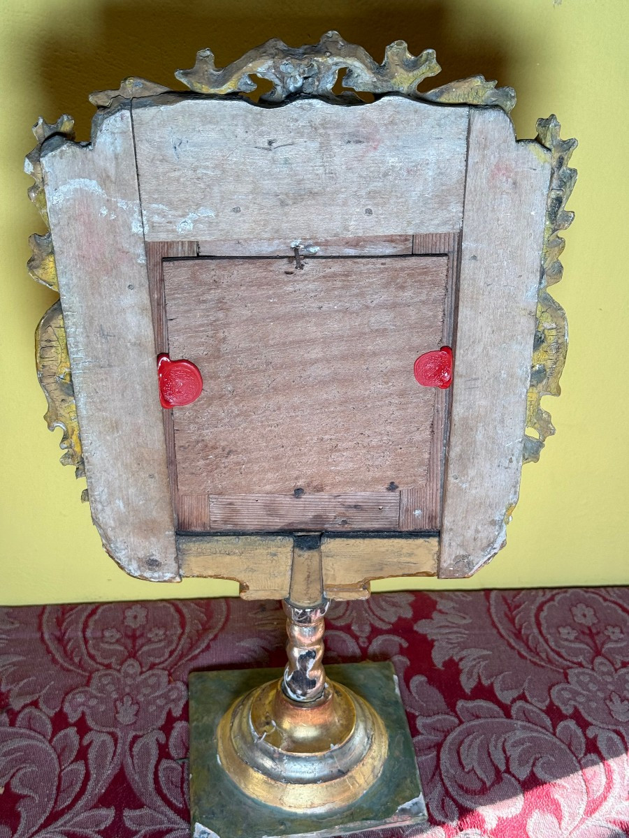 Reliquiario dei precordi di San Filippo Neri oggetto intagliato dorato e argentato -photo-4