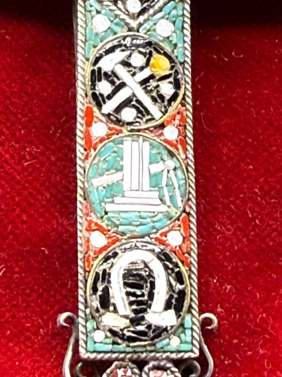 Croce pettorale reliquiario in argento con mosaico  e reliquia della S.Croce al suo interno-photo-4