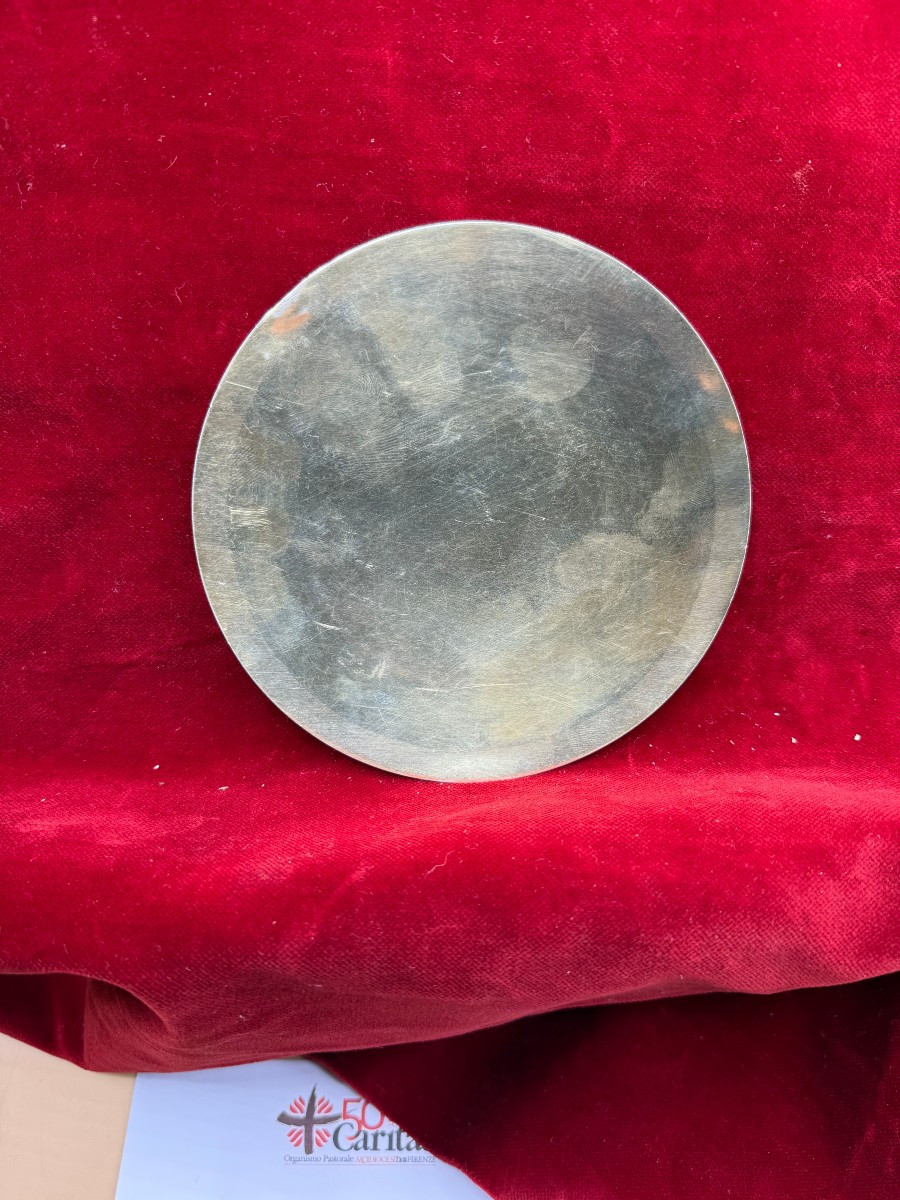 Patena francese in argento cesellato e dorato -photo-3