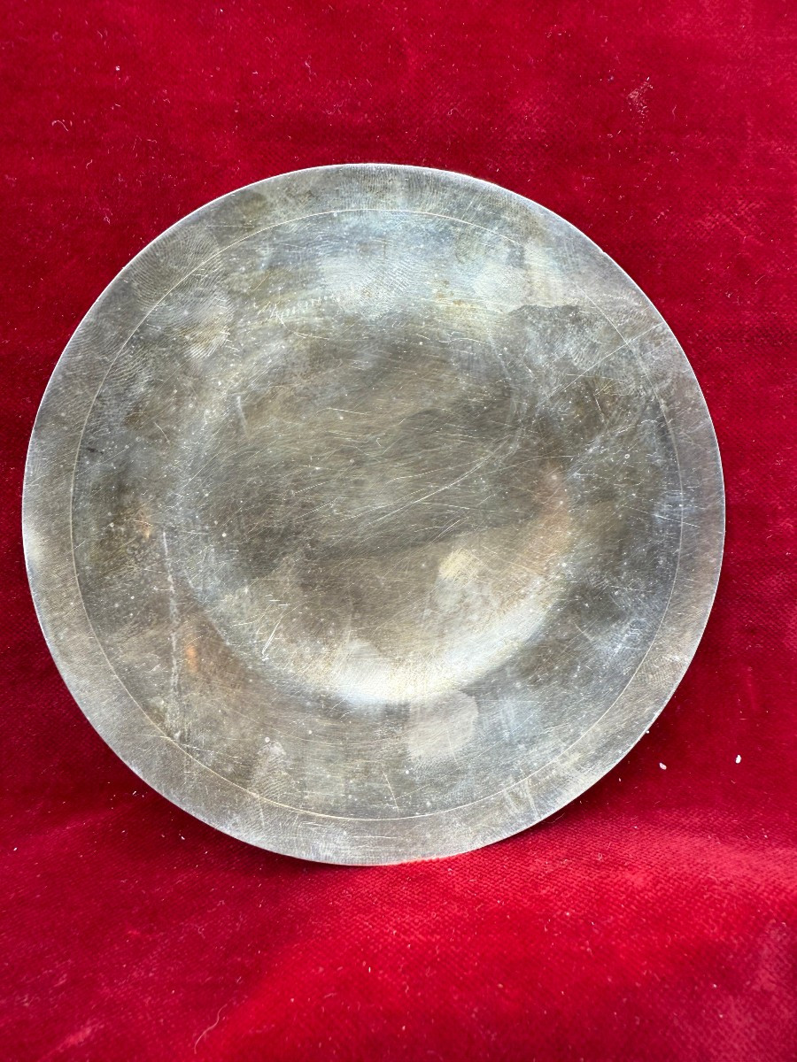 Patena francese in argento cesellato e dorato -photo-3