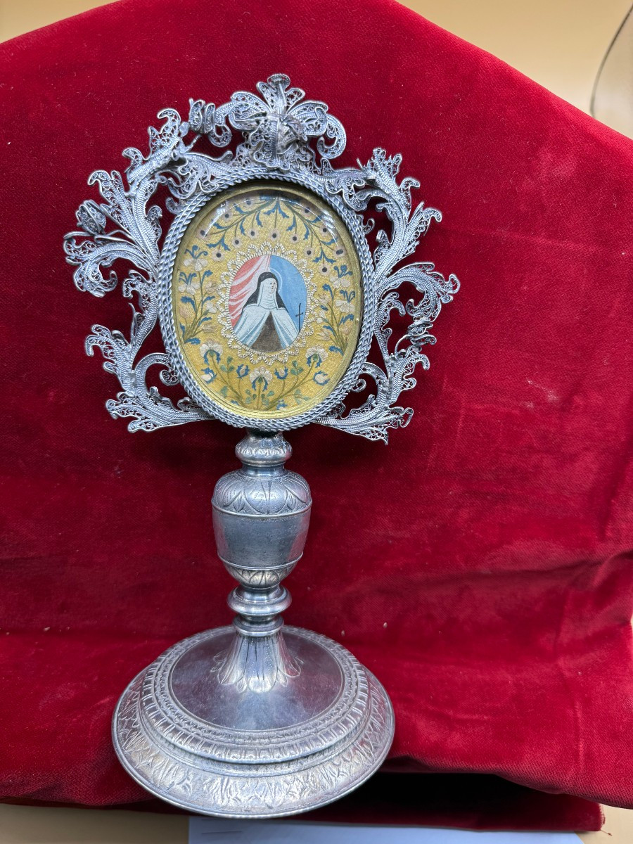 Reliquiario in argento ad ostensorio di Santa Teresa d'Avila-photo-2