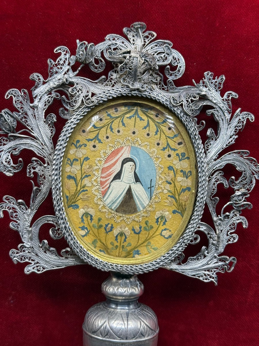 Reliquiario in argento ad ostensorio di Santa Teresa d'Avila-photo-4