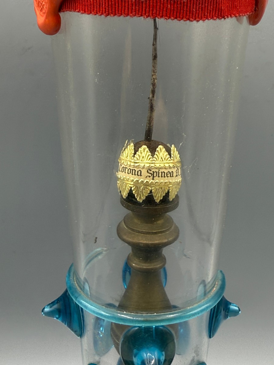 Reliquiario della SACRA SPINA di N.S.G.C. Cristallo, peltro e legno dorato ad oro zecchino. -photo-2