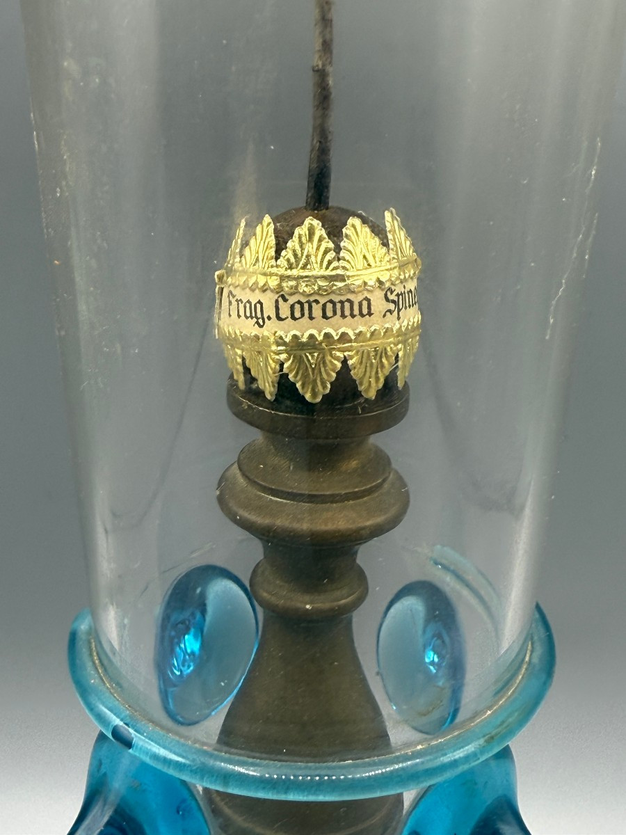 Reliquiario della SACRA SPINA di N.S.G.C. Cristallo, peltro e legno dorato ad oro zecchino. -photo-3