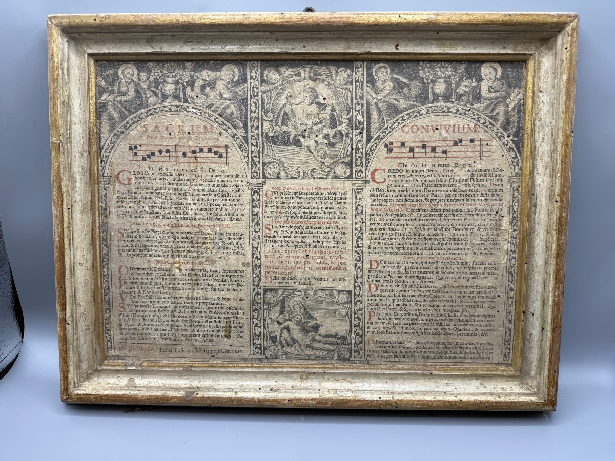 Carteglorie in legno dipinto e oro zecchino con stampe originali del XVII° sec. -photo-4