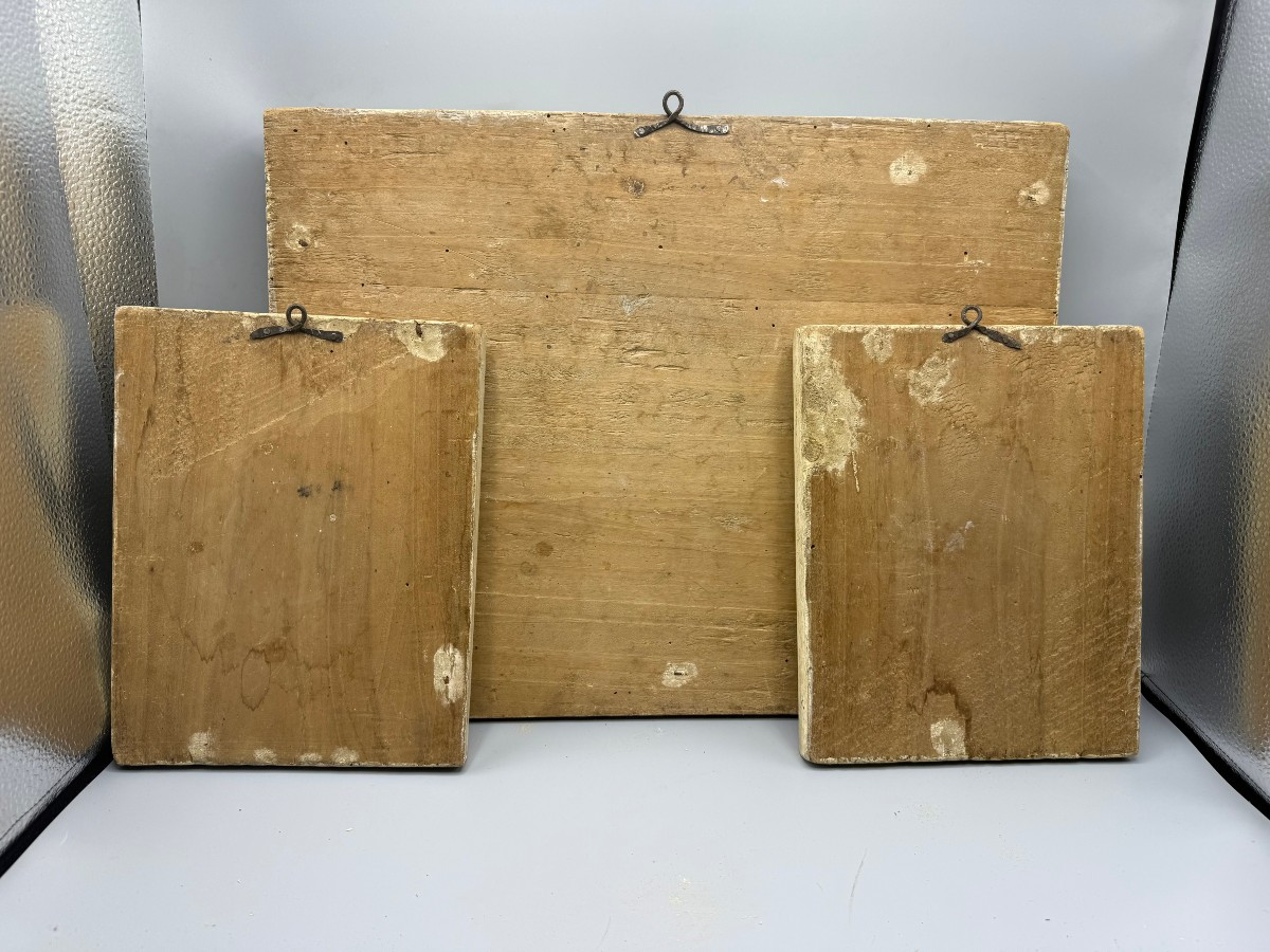 Carteglorie in legno dipinto e oro zecchino con stampe originali del XVII° sec. -photo-1