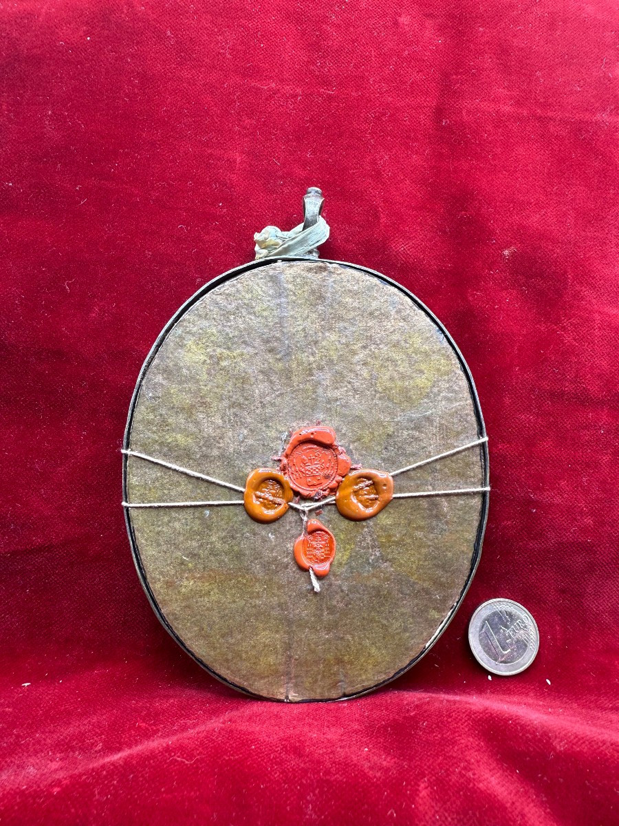 Reliquiario ovale con frammenti di 18 santi più la S.Croce di N.S.G.C. -photo-3