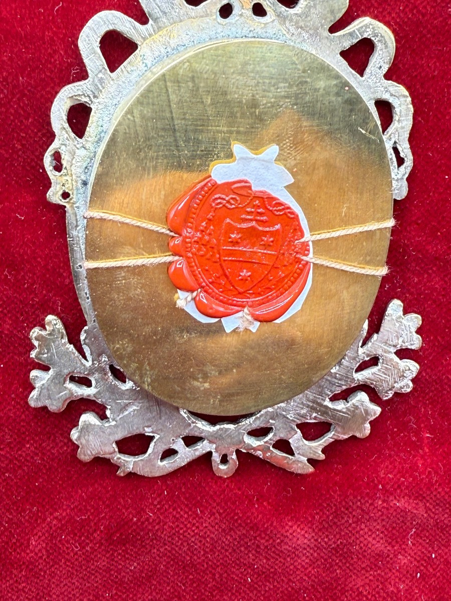 Reliqui. in bronzo dorato stile Luigi XVI°con 8 frammenti di oggetti della Passione + C.Croce-photo-3