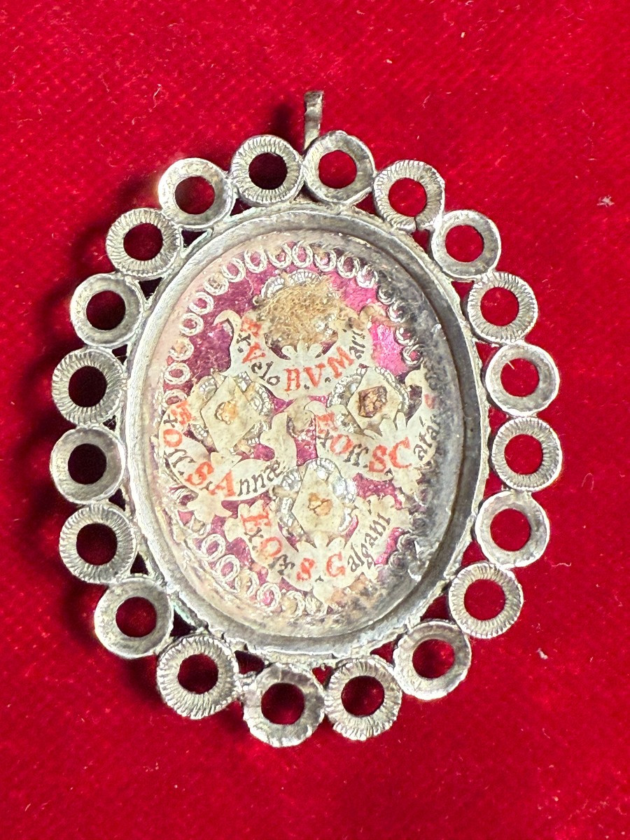 Reliquiario in argento del velo B.V.M.- Anna M.B.V.M.- Caterina da Siena e Galgano 