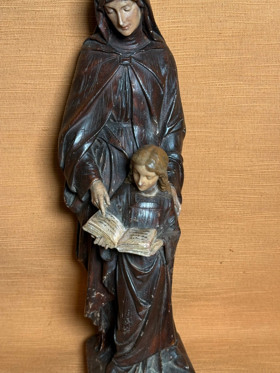 Statuetta in gesso policromo raffigurante S.Anna con Maria Bambina -photo-2