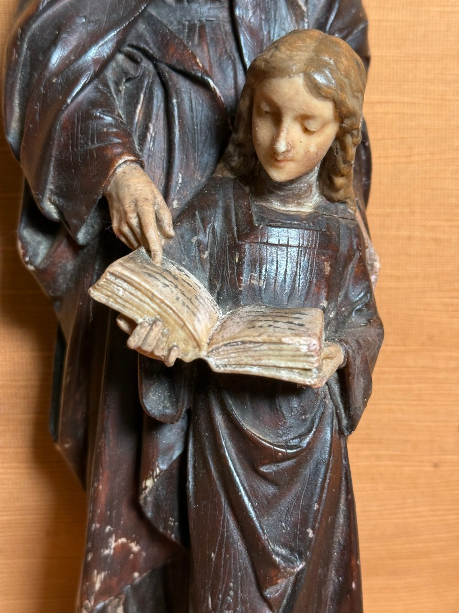 Statuetta in gesso policromo raffigurante S.Anna con Maria Bambina -photo-3