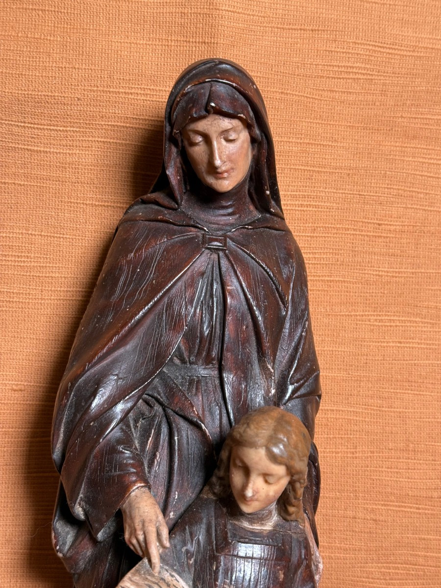 Statuetta in gesso policromo raffigurante S.Anna con Maria Bambina 