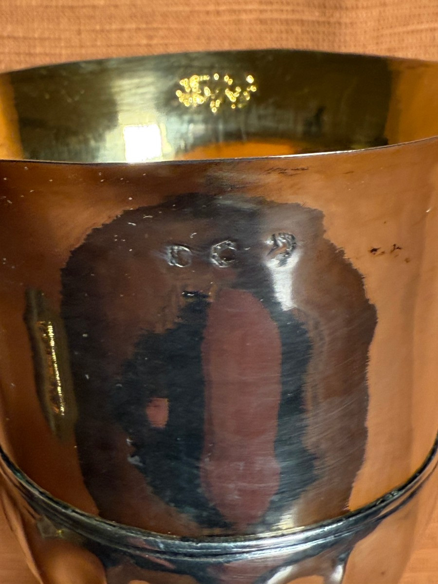 Calice  del XVIII° secolo in argento in stile veneziano con sua patena e completo di sua custod-photo-4