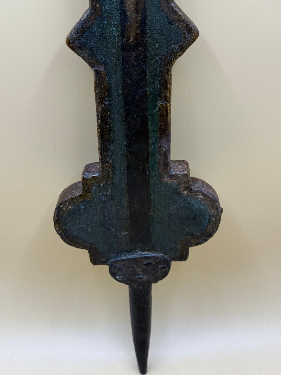 Croce trilobata in legno dipinto, proveniente dalla Toscana, della metà del XVI secolo-photo-2