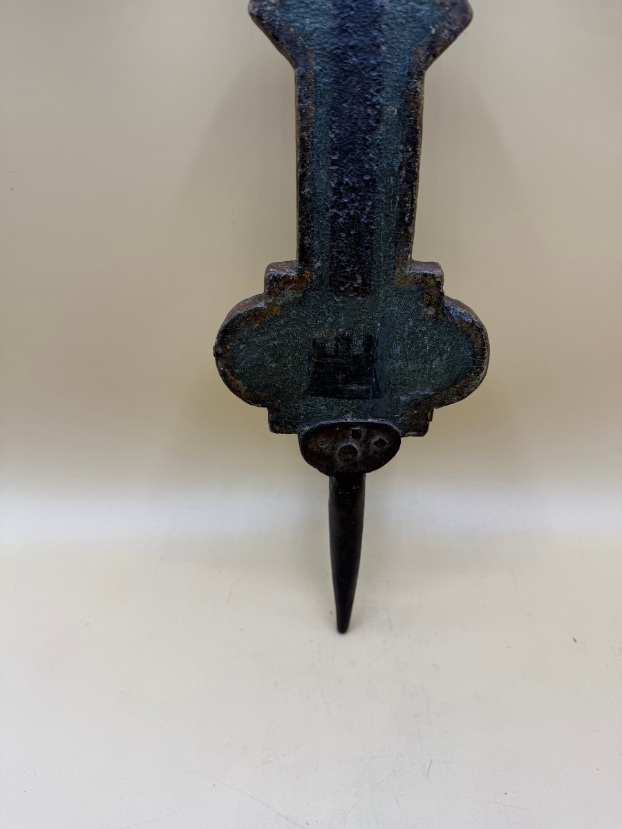 Croce trilobata in legno dipinto, proveniente dalla Toscana, della metà del XVI secolo-photo-4