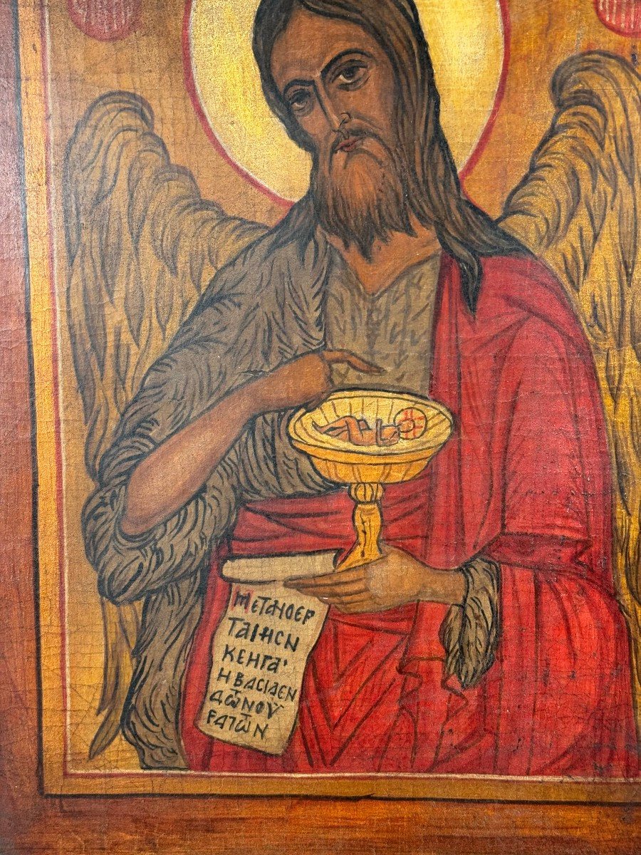 Icona dipinta rappresentante San Givanni Battista fine sec.XVIII° inizi XIX° -photo-2