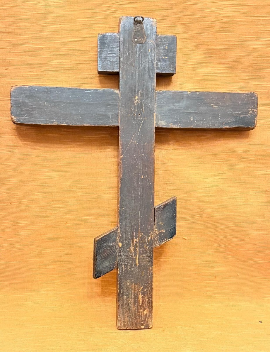 Croce lignea dipinta in stile ortodosso del XIX° secolo -photo-2