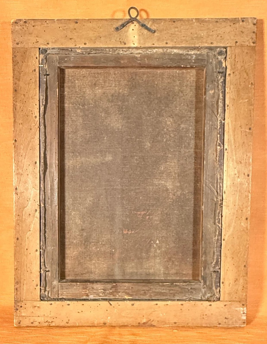 Dipinto rappresentante S.Antonio Abate in sua cornice coeva del XVIII° sec. -photo-2