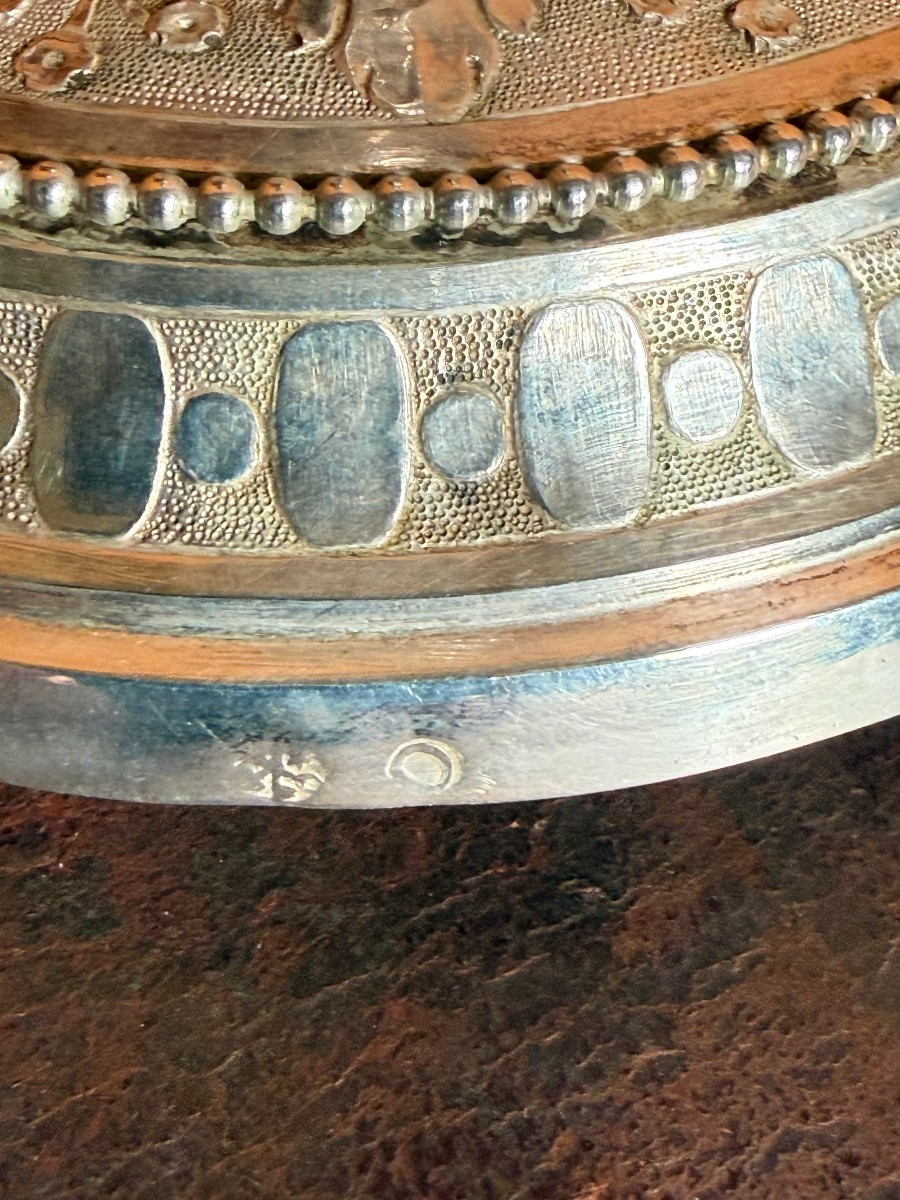 Calice da messa con sua patena in argento fine XVIII° secolo inixi XIX, cesellato e sbalzato -photo-4