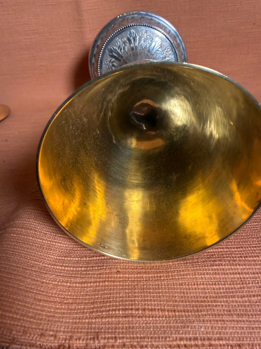 Calice da messa con sua patena in argento fine XVIII° secolo inixi XIX, cesellato e sbalzato -photo-1