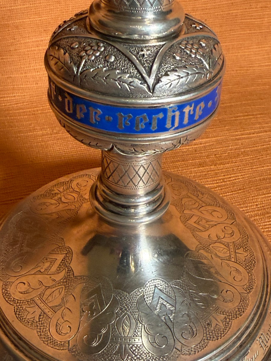 Calice da messa in argento fine XIX° secolo inixi XX°, cesellato e sbalzato-photo-3