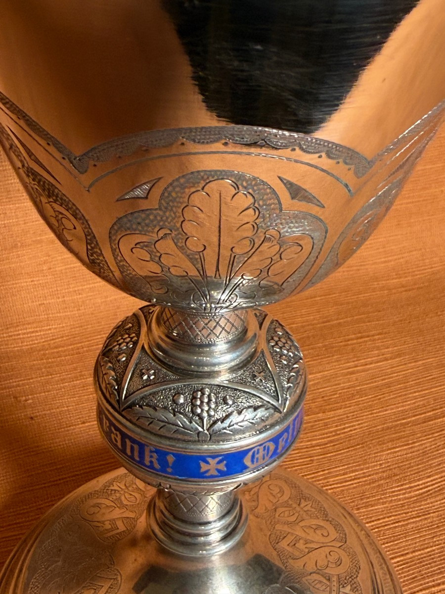 Calice da messa in argento fine XIX° secolo inixi XX°, cesellato e sbalzato-photo-4