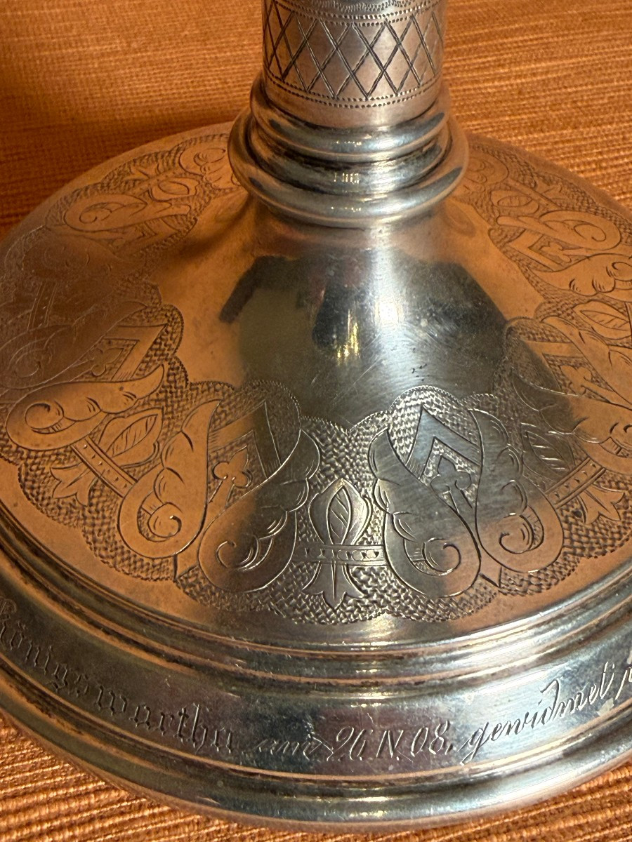 Calice da messa in argento fine XIX° secolo inixi XX°, cesellato e sbalzato-photo-2