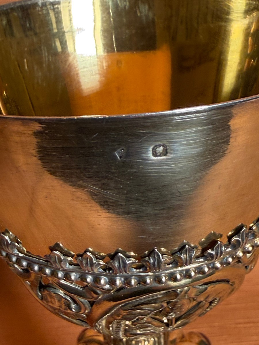 Calice da messa in argento fine XIX° secolo inixi XX°, cesellato e sbalzato in stile gotico -photo-4