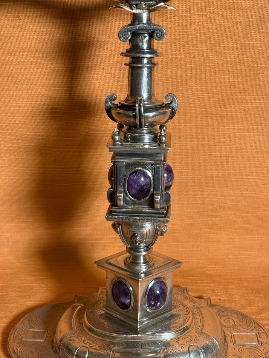 Ostensorio-reliquiario in argento sbalzato e cesellato di stile spagnolo -photo-3