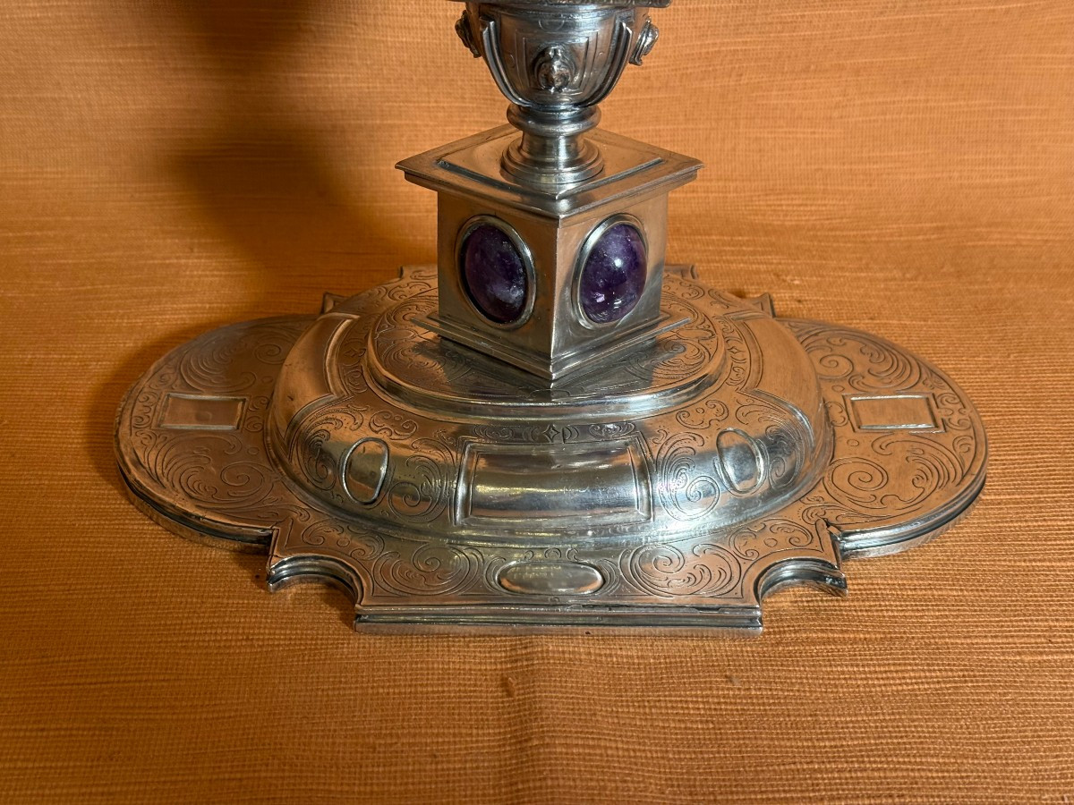 Ostensorio-reliquiario in argento sbalzato e cesellato di stile spagnolo -photo-4