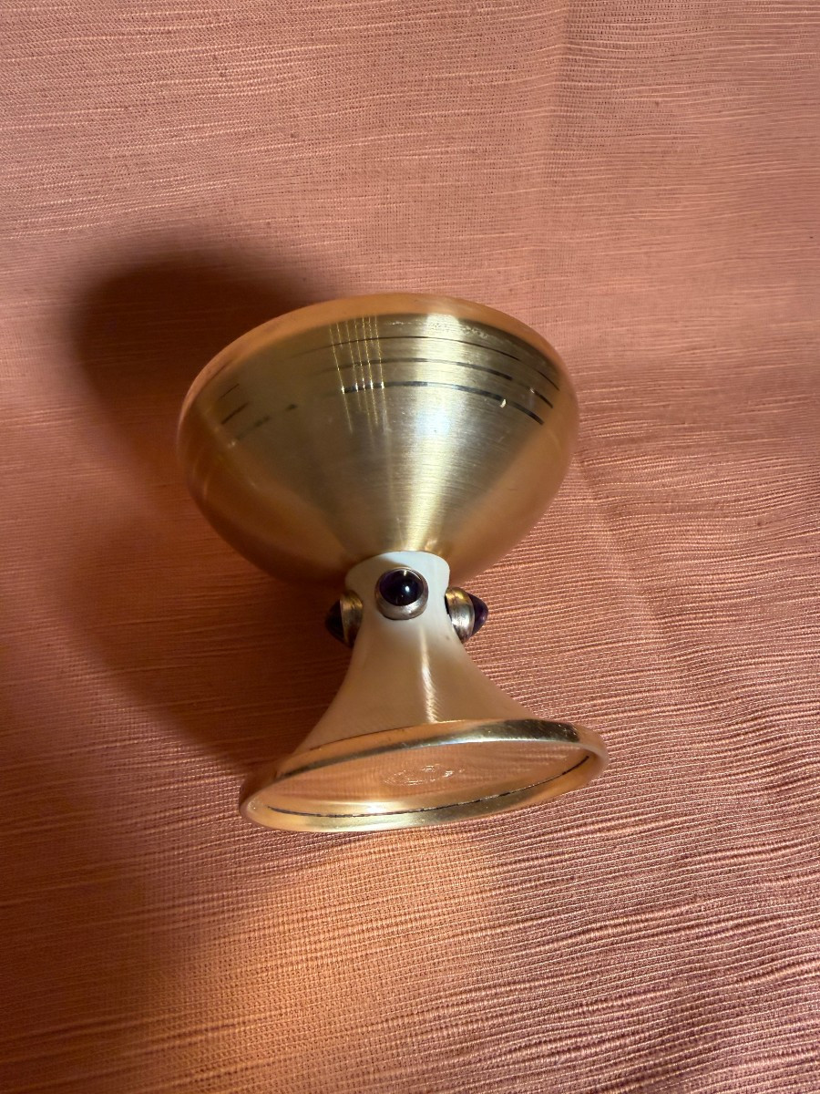 Pisside di stile "Montiniano" in argento ed avorio con inseriti nel nodo della stessa 4 ametist-photo-3