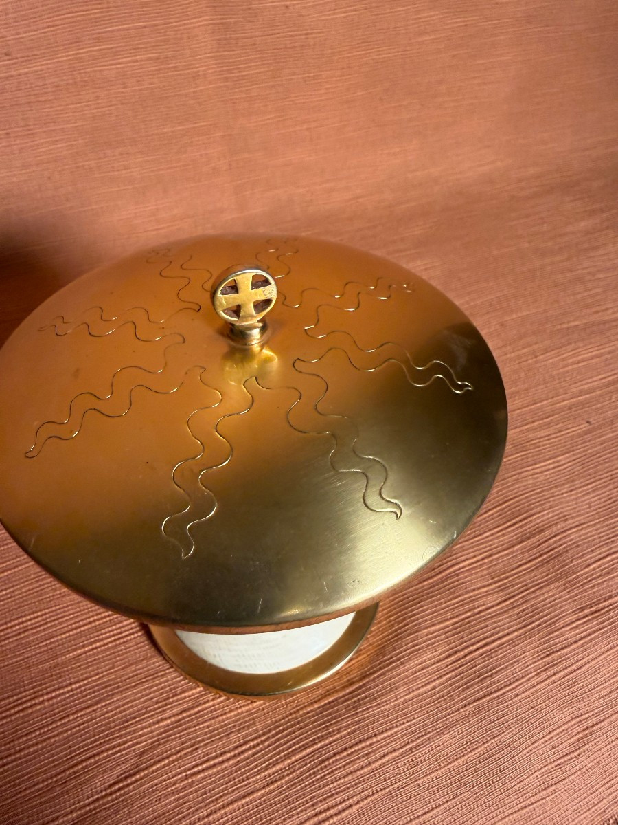 Pisside di stile "Montiniano" in argento ed avorio con inseriti nel nodo della stessa 4 ametist-photo-4